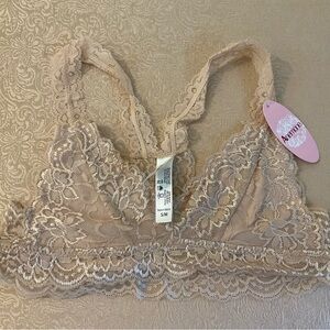 S/M ANEMONE Beige Racerback Lace Bralette
